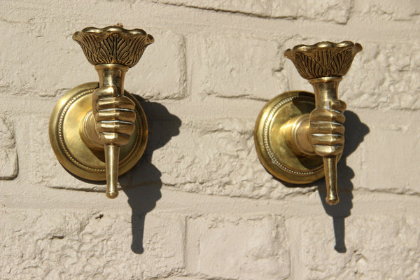 PAIR French Bronze Hand sconces wall lights attr MAISON JANSEN PAris 1960