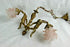 Antique French brass 2 putti cherub arms chandelier pendant pink glass shade