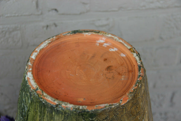 Antique Flemish earthenware terracotta XL Vase with grapes floral decor