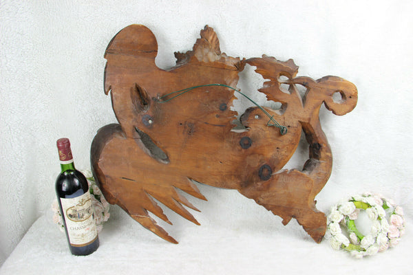 Large Antique French Wood carved dragon gothic head mirror sickle Attr. VIARDOT