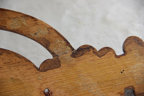 Antique Swiss Wood carved black forest Bear wall plaque panel 1920's