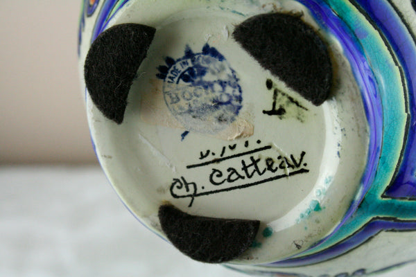 Gorgeous Art deco CHARLES catteau model 991d 957 Boch Vase ceramic marked