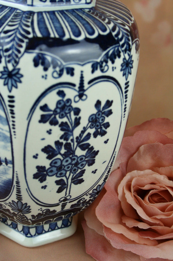 Set of 3 DELFT Blue Vases ROYAL SPHINX by BOCH Belgium porcelain marked dog