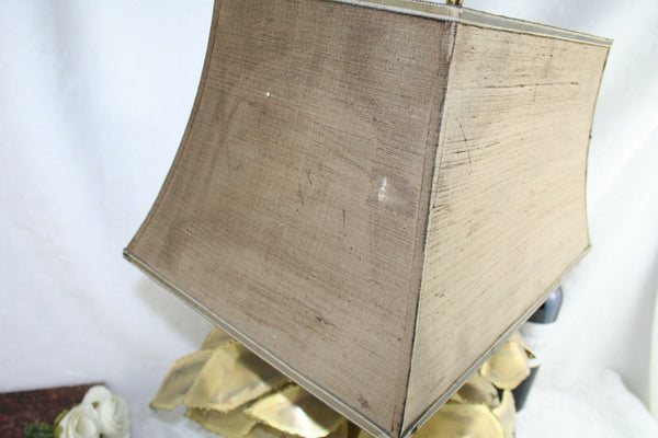 mid century Lamp Dhaeseleer Daniel signed brass copper palm tree leaves lamp