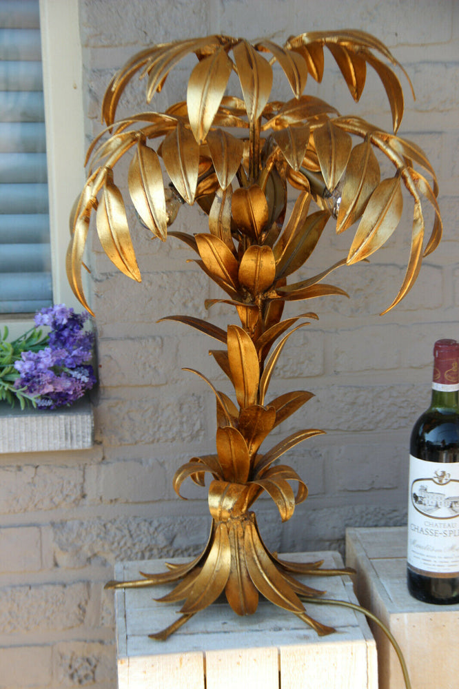 Hollywood regency HANS KOGL Palm tree table lamp metal gold gilt 1960
