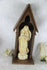 French Chalkware Madonna Guelfi signed in wood carved chapel 1930's religious