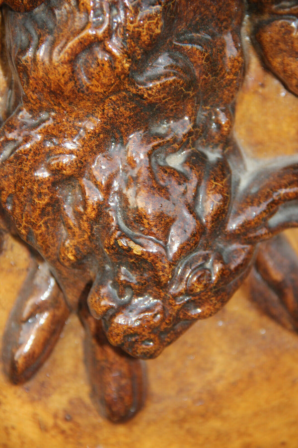 HUGE pair Chalkware Hunt trophy Black forest design wall plaques panels