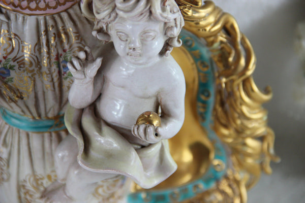 Stunning Religious Pattarino school Terracotta Madonna child statue italian 60s