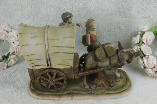 Italian vintage capodimonte porcelain figurine group donkey coach