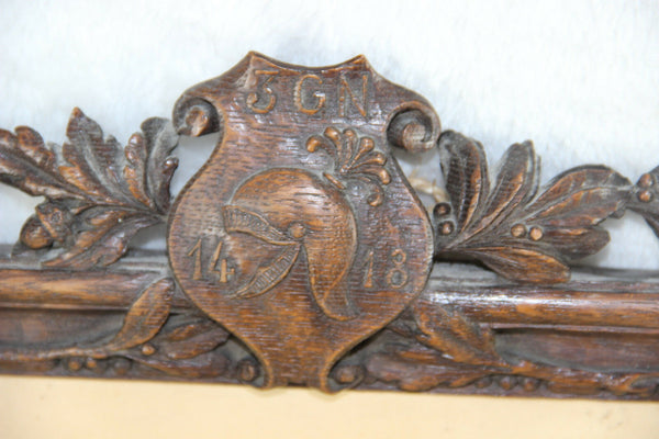 antique Portrait drawing Officer general army WW1 1914-1918 black forest wood