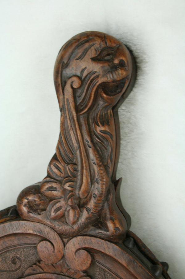 1880 UNUSUAL wood carved victorian putti fireplace blower gothic freak bellows