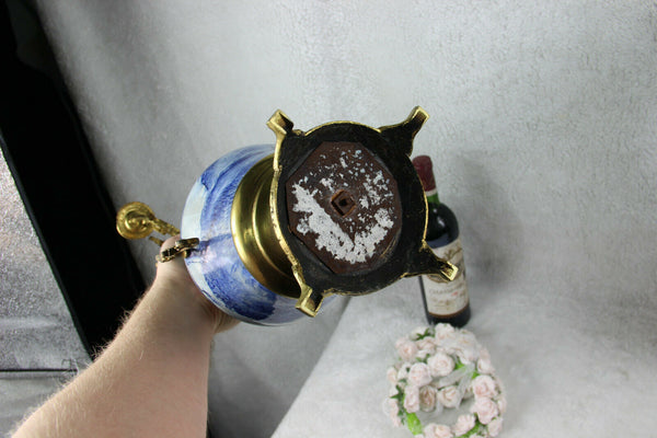 PAIR delft blue white faience Candelabras candle holder mill landscape