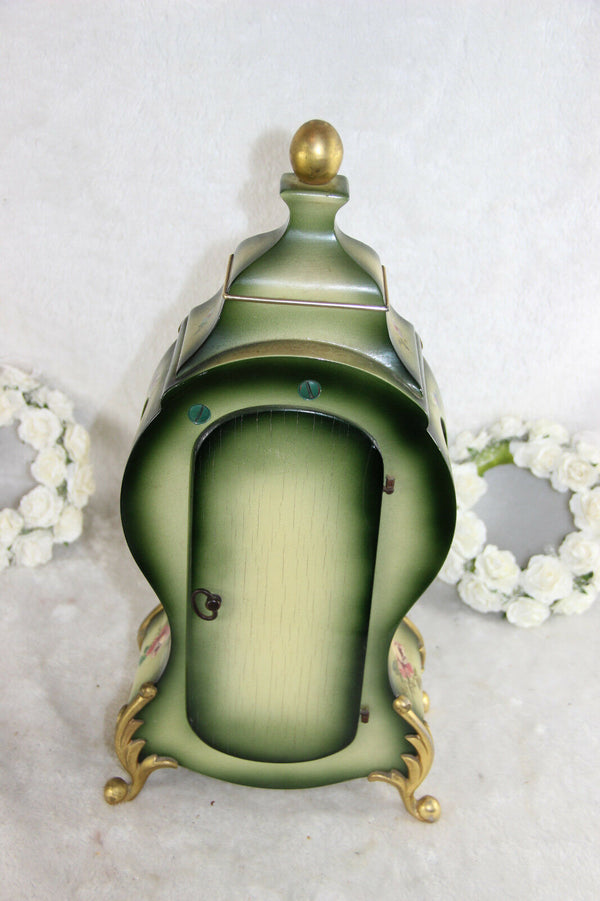 Vintage German hand paint floral table clock 1970