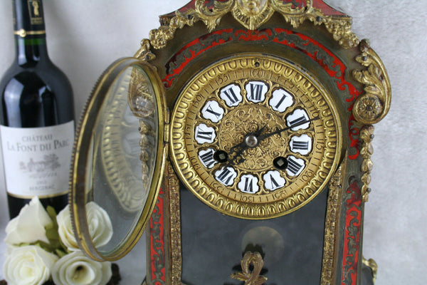 Antique French 1930 WBK paris Boulle cartel clock putti brass inlaid