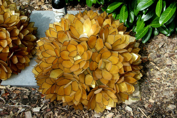 XXL  PAIR Capiz Mother pearl flush mount wall lights lotus flowers by RAUSCH 60s