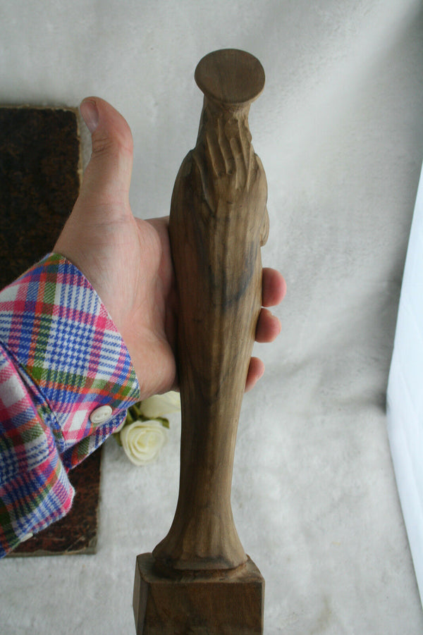 Art deco 1930 French wood madonna figurine