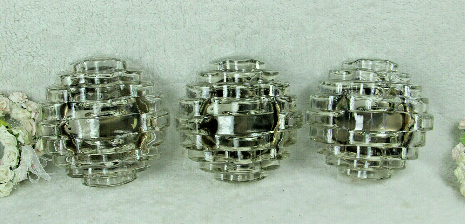 SET 3 HILLEBRAND german marked Smoked glass wall lights sconces 1960 n1