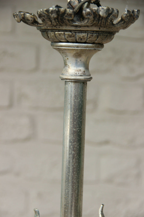 Gorgeous Antique bronze silver gilt 3 arm dragon gothic castle chandelier