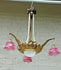 Antique art nouveau french pink tulip glass shade 3 arm chandelier pendant