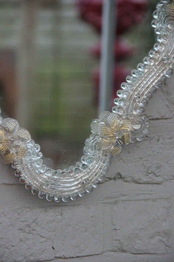 italian murano art glass floral Wall Mirror 1970