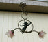 Antique French Art nouveau putti angel spelter Bronze chandelier pendant