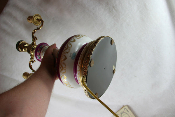 1970 French porcelain Floral Table lamp marked