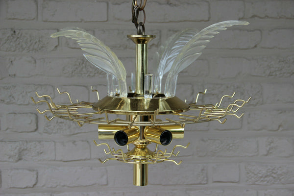 RARE italian mid century Retro chandelier vistosi leaves 1970