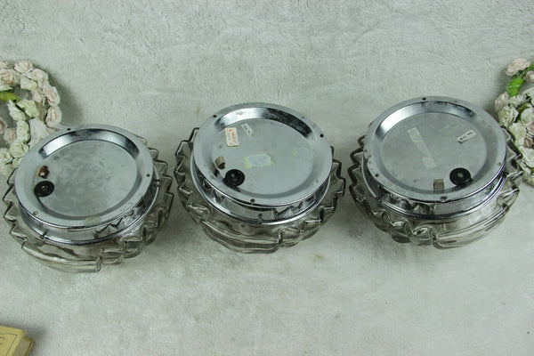 SET 3 HILLEBRAND german marked Smoked glass wall lights sconces 1960 n2
