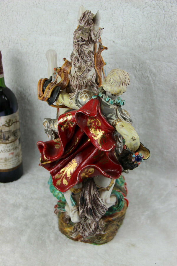 XL PATTARINO school Terracota sculpture statue religious Saint George dragon