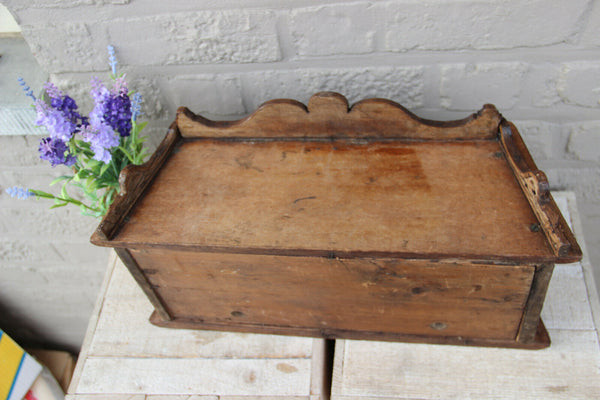 Antique French church altar wood carved holy communion wafer cabinet wall