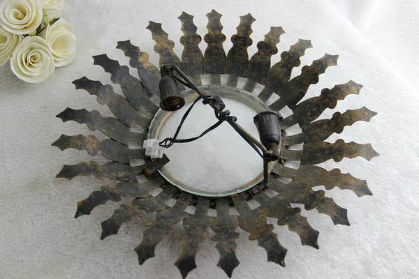 Mid century Retro Metal leaves Sunburst wall lamp sconce 1970's