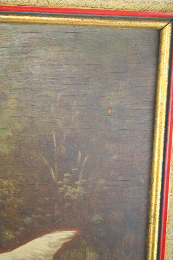 Schouten Belgian listed artist Oil panel hunting dogs field setters