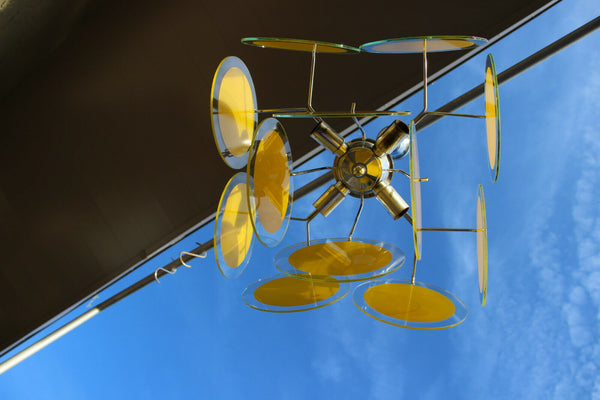 Top Italian Murano VISTOSI 12 yellow glass discs Chandelier Lamp