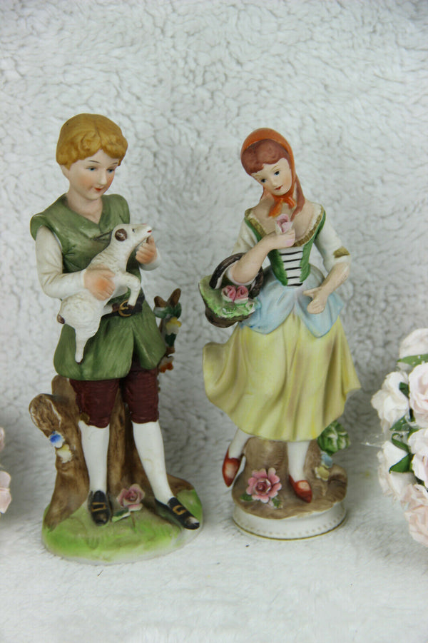 PAIR Bisque porcelain romantic couple figurines german sheep