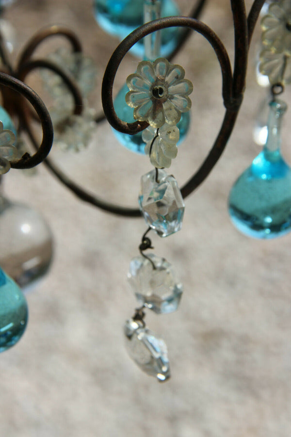 Mid century MURANO turquoise glass drops chandelier 1970 pendant light