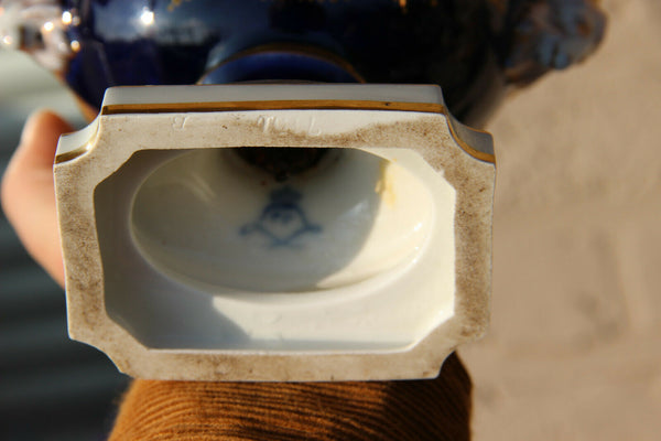 Antique sevres porcelain marked small centerpiece lidded bowl ram head victorian