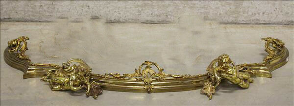 Very RARE PAIR Antique 19thc French Fireplace Curved Andirons set putti