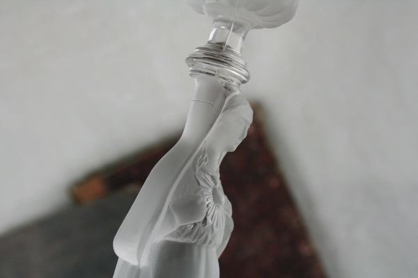 Antique French Religious Glass Madonna Crystal prisms candle holder