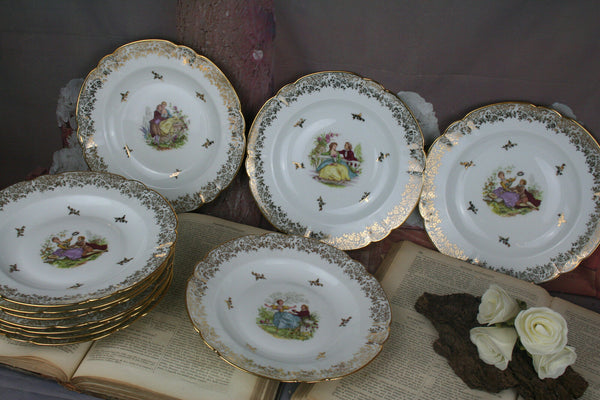 11x French Porcelain dinnerware set Limoges Plates dinner marked