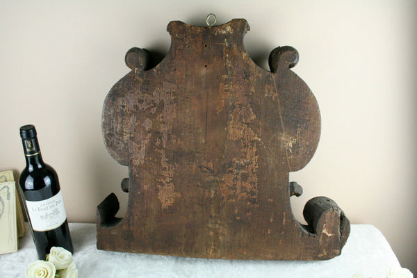 Old 1800 Religious Wood carved altar piece putti cherubs crucifix christ French