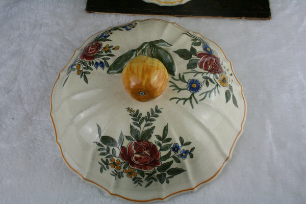 French Porcelain Bowl center piece table floral apple marked JVD