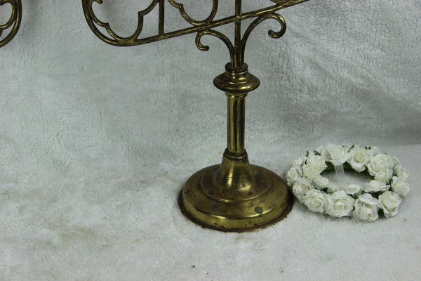 PAIR Church Altar neo gothic brass copper 5 arm candle holders religious
