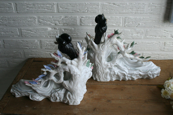 PAIR Japanese geisha porcelain figurines statue floral music playing