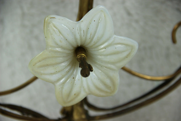 Antique Religious altar church french Lamp opaline lily flowers 3 arms