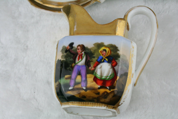 1880 Antique French paris porcelain tea coffee set hand paint
