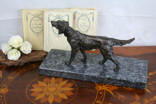 ART deco 1930 French Bronze Dog german sheperd marble base