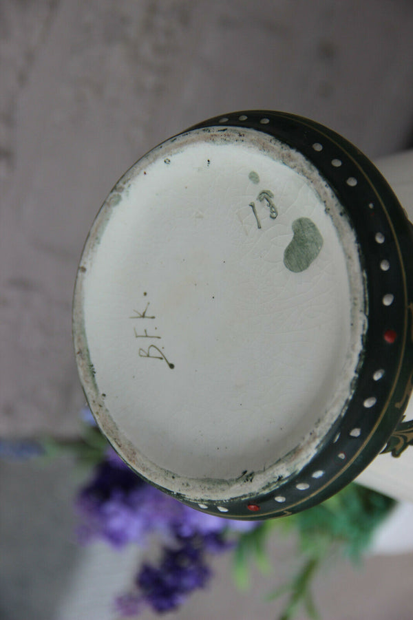 Antique ART DECO BOCH BFK marked ceramic Vase Enamel decor