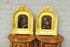 Gorgeous PAIR antique French Portrait oil panel painting putti angel frame rare