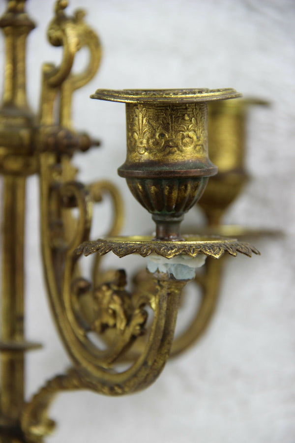 Antique French Candelabras candle holders porcelain plaques portraits