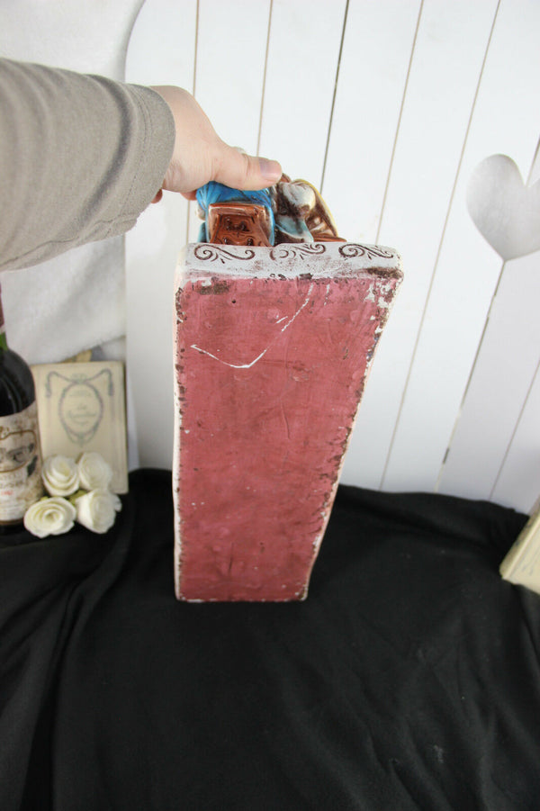 XL French Chalkware Polychrome LAST supper Jesus religious statue sculpture 1900